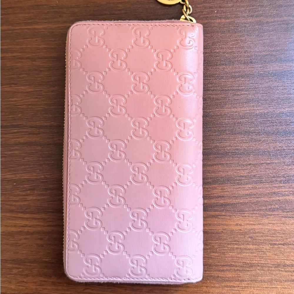 Gucci Pink Guccissima Zip Wallet